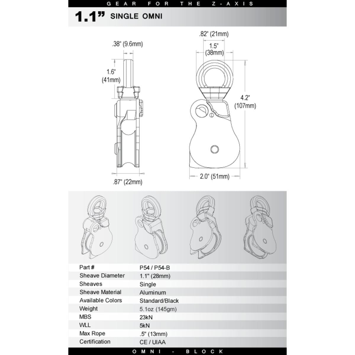 Rock Exotica Omni-Block 1.1" Swivel Pulley