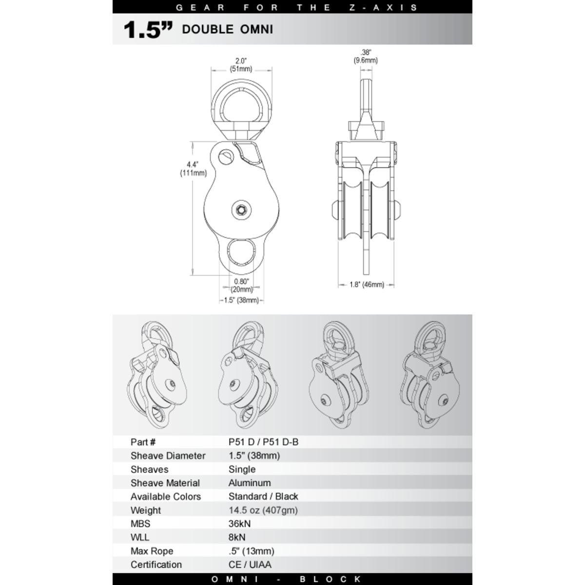 Rock Exotica Omni-Block 1.5" Swivel Pulley